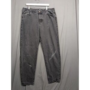 Boohoo Man Mens Size 40 Relaxed Fit Lightning Print Black Jeans